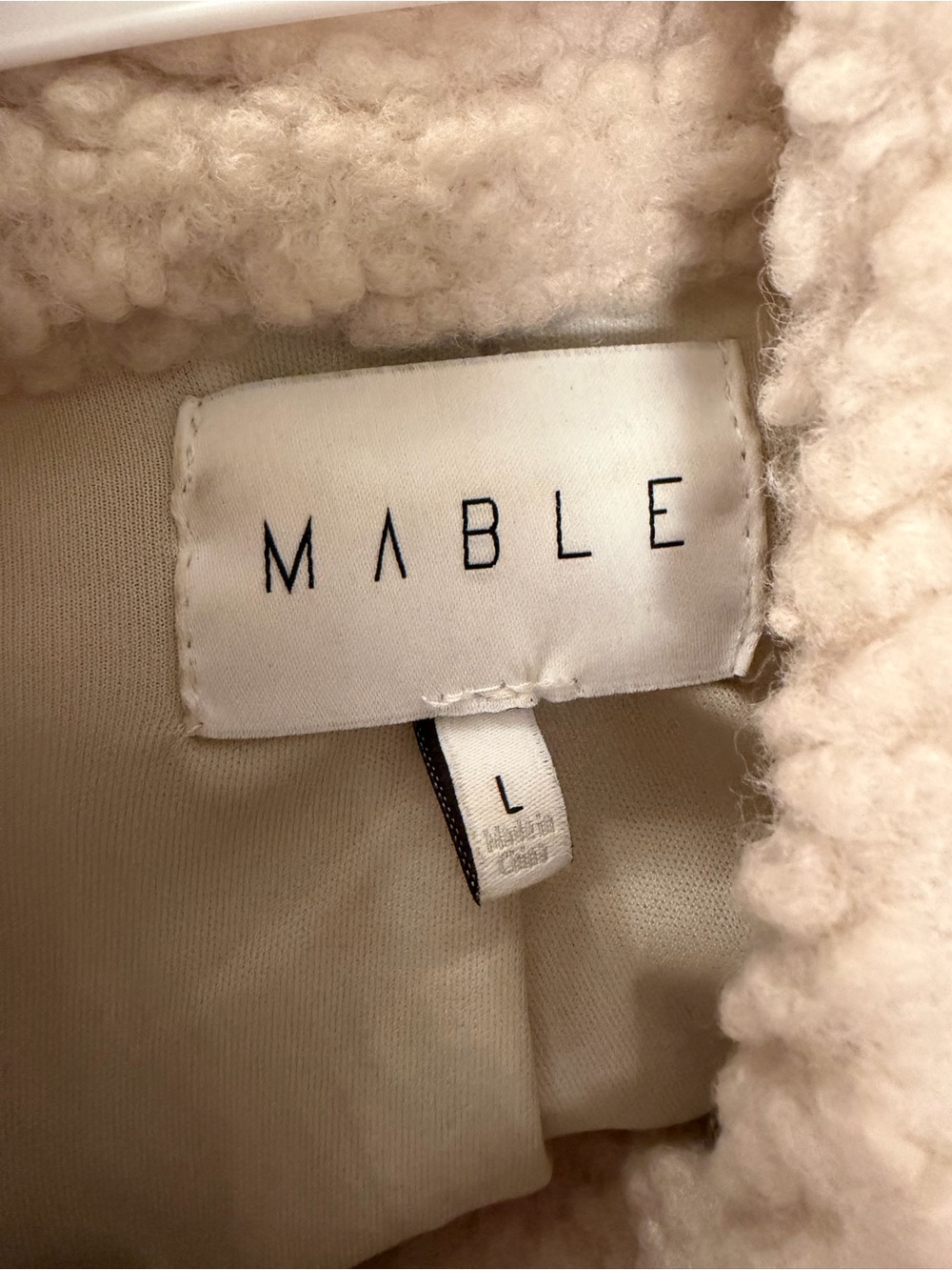 NWOT Mable Women’s Sherpa-Lined Light Blue Denim Teddy Jacket with Cream Trim - Picture 14 of 14